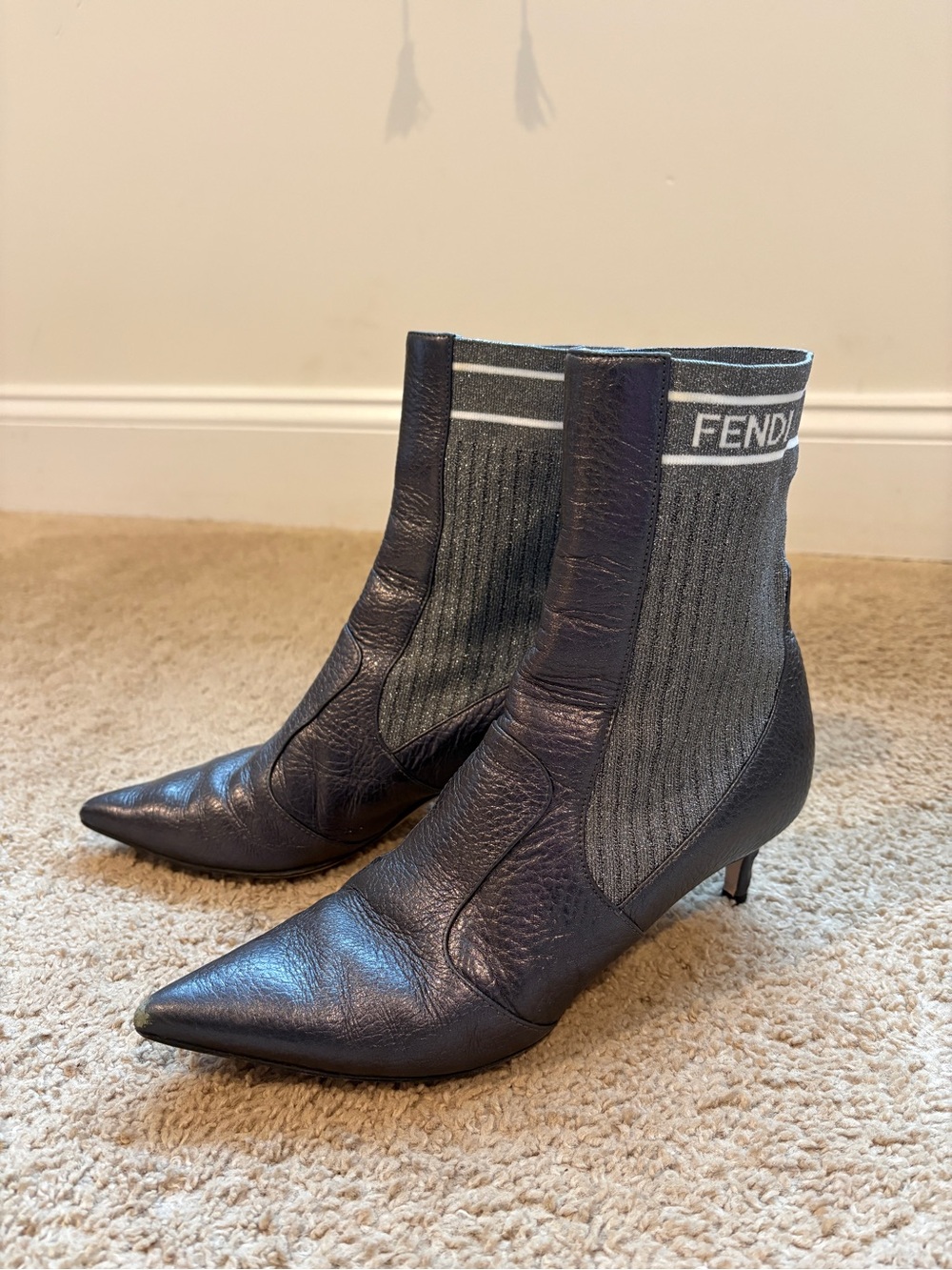 Grey Fendi Ankle Boots